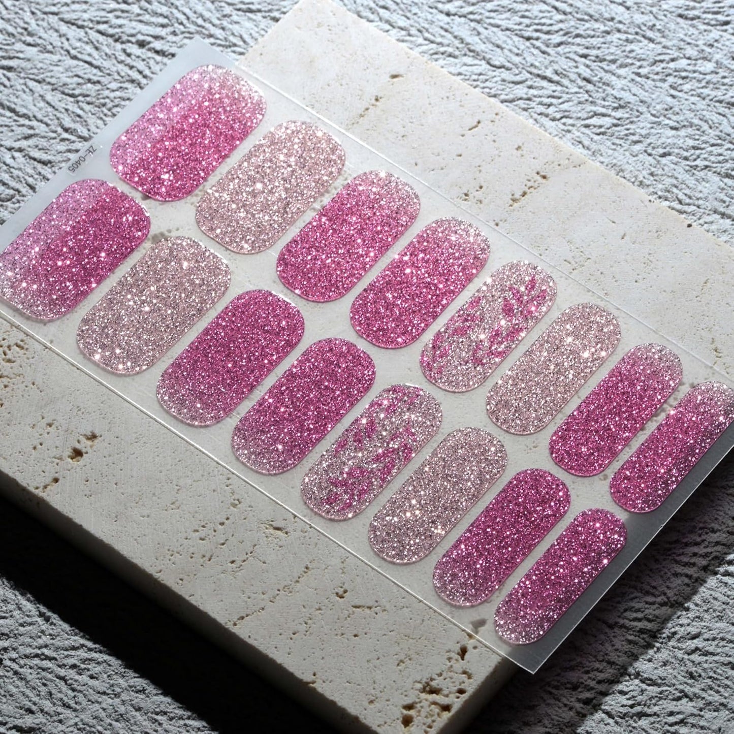 Nail Polish Strips, 32PCS Salon Quality Wraps, Long Lasting Gel Nail Stickers for Women Easy Apply& Remove (Pink Meteor)