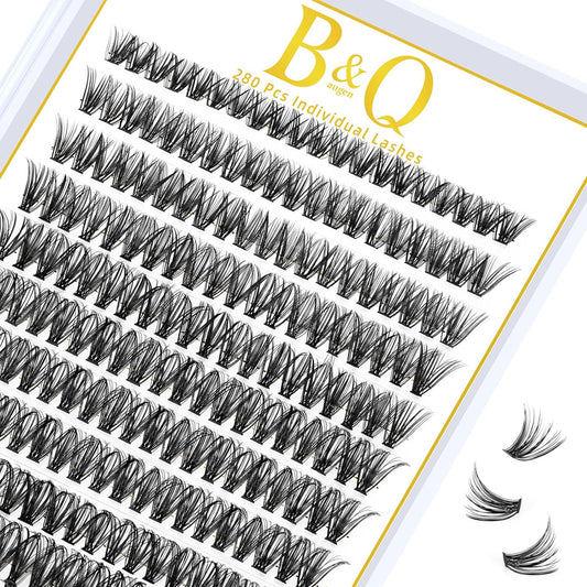 Lash Clusters 40D-C-10 B&Qaugen Individual Lashes 280 Clusters False Eyelash 10D 20D 30D 40D Lash Clusters Extensions Individual Lashes Cluster DIY Eyelash Extensions at Home (40D-C,10MM)