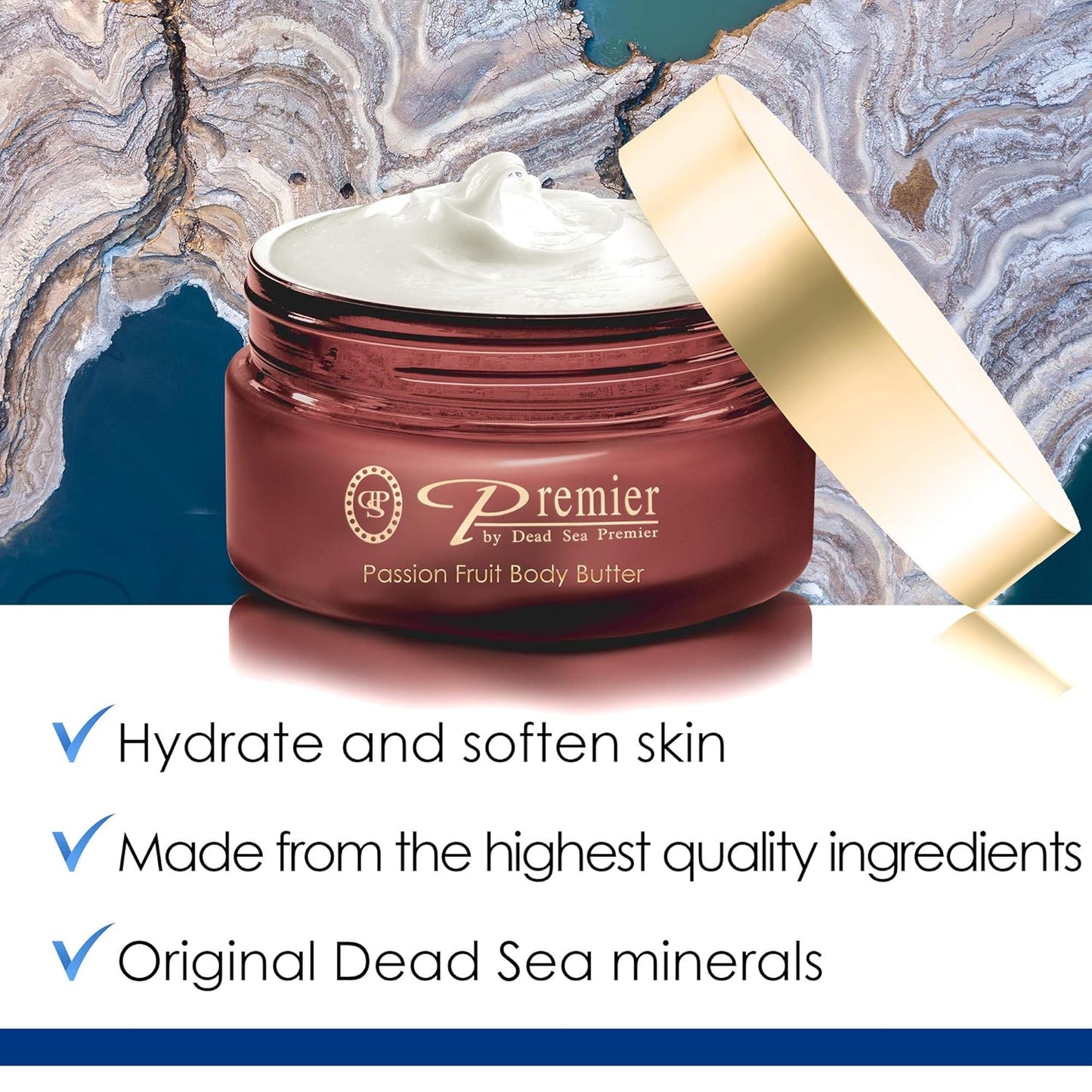 Premier Dead Sea Aromatic Body Butter – Passion Fruit, Hydrating Shea Body Butter for Women & Men, Moisturizing, Firming & Anti-Aging Cream for Dry Skin, Hand & Body, 5.95 Fl.oz