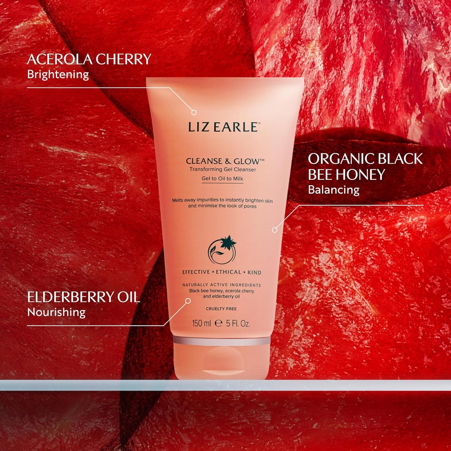 Liz Earle Cleanse & Glow Transforming Gel Cleanser - Gentle Cleanser Face Wash & Makeup Remover - Helps Minimize the Appearance of Pores and Reveals Luminous, Glowing Skin (150ml)