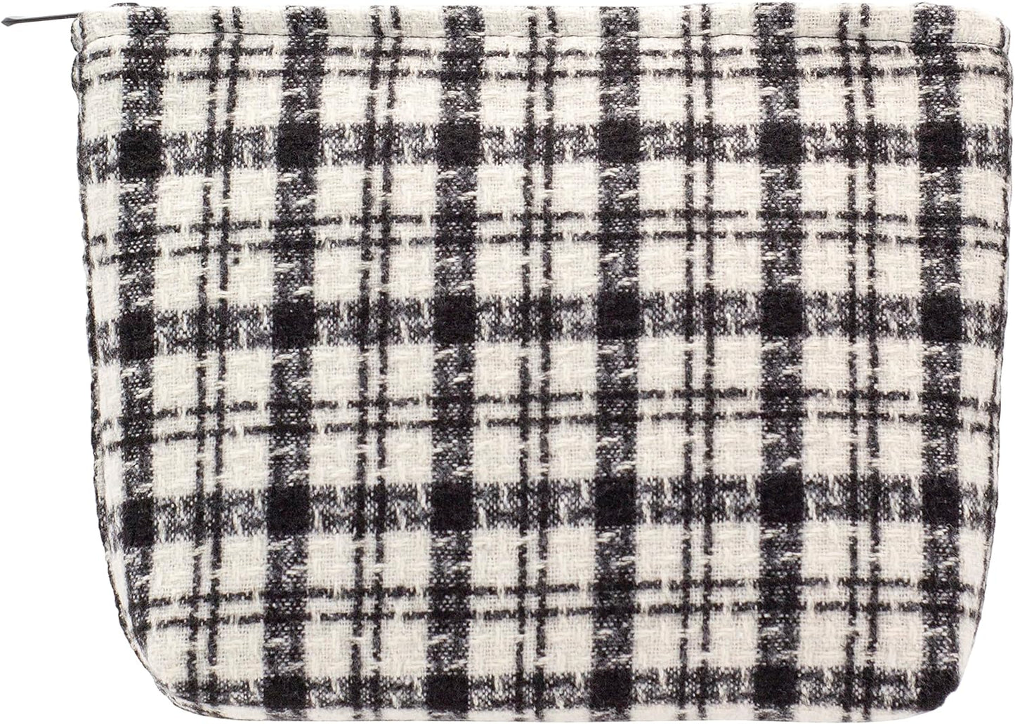 Makeup Bags for Purse Zipper Cosmetic Pouch Large Travel Canvas Make Up Organizer Tool Pouch for Women and Girls,Plaid Black