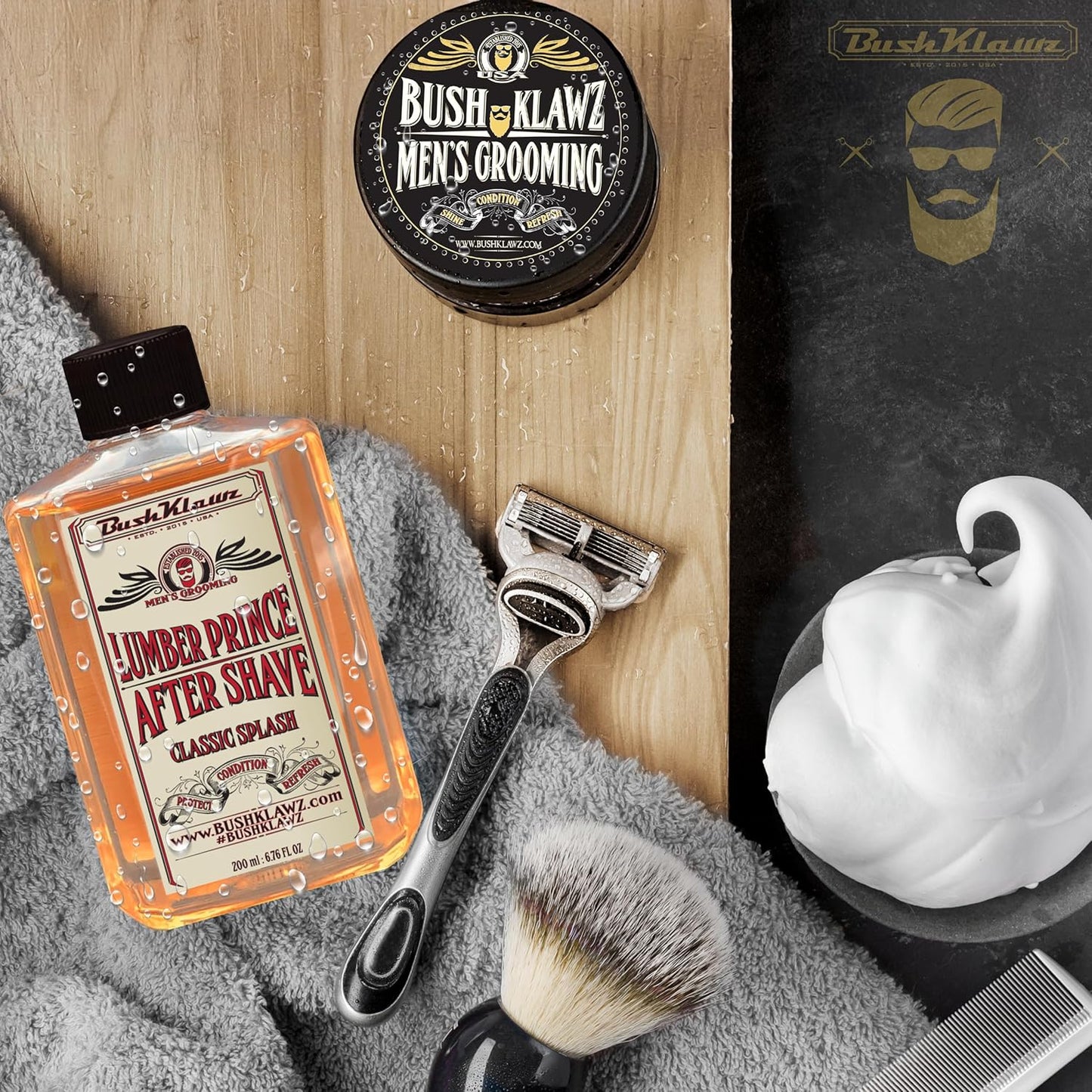 Classic Refreshing Cooling Soothing Barbershop After Shave Lotion Balm Toner Splash Lumber Prince Satisfy all Types of Viking Cannon Black Prime AfterShave Tonic Cologne